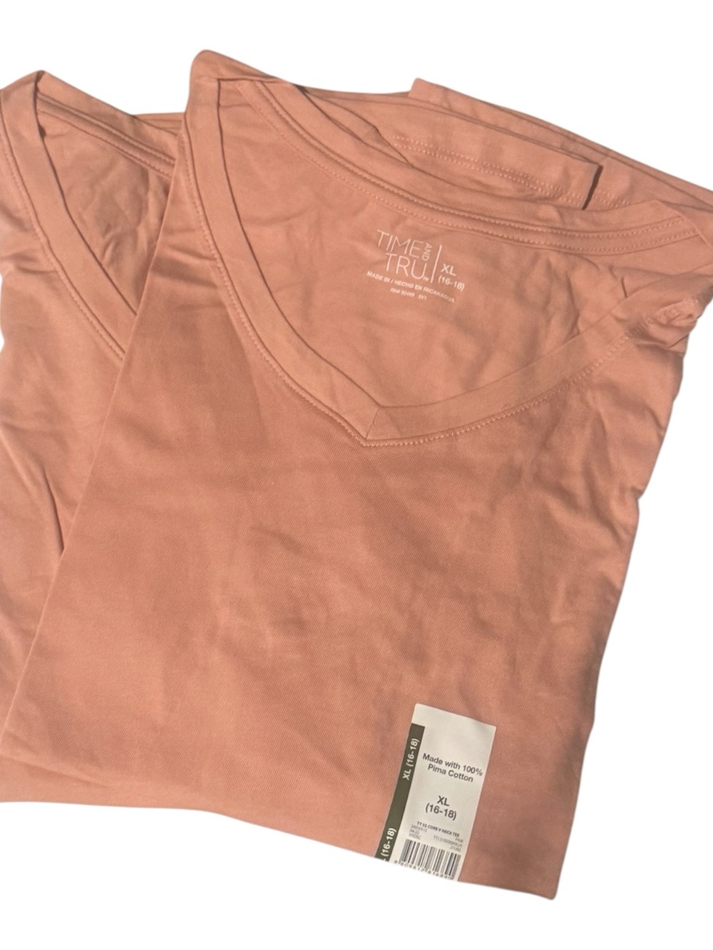 Time & Tru XL V-Neck Tee - Dusty Rose ( 2 Pack)